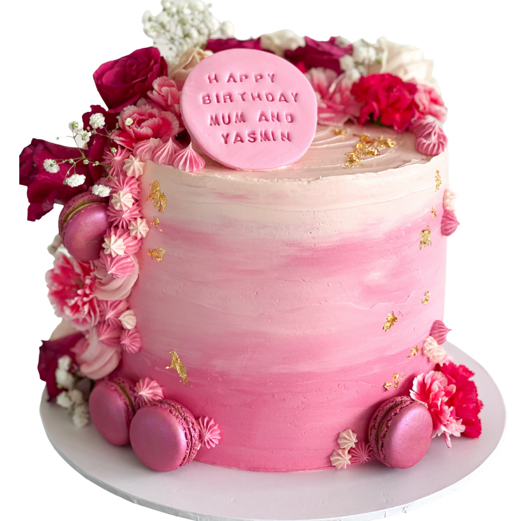 Pink Frosting Cake Design - i am baker